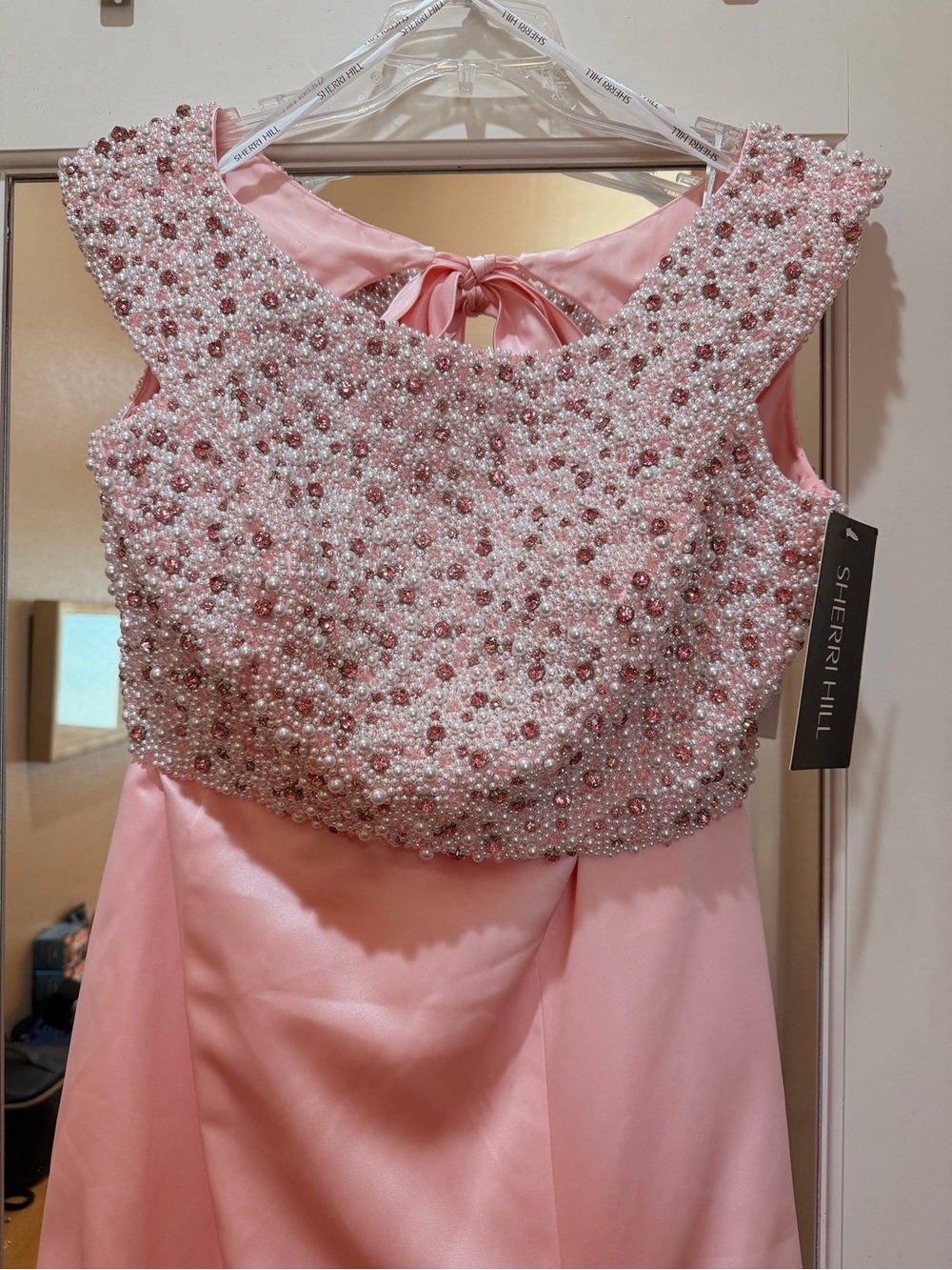 Sherri Hill Girls Blush Pink 2 Piece Beaded Satin Bodice/skirt Dress